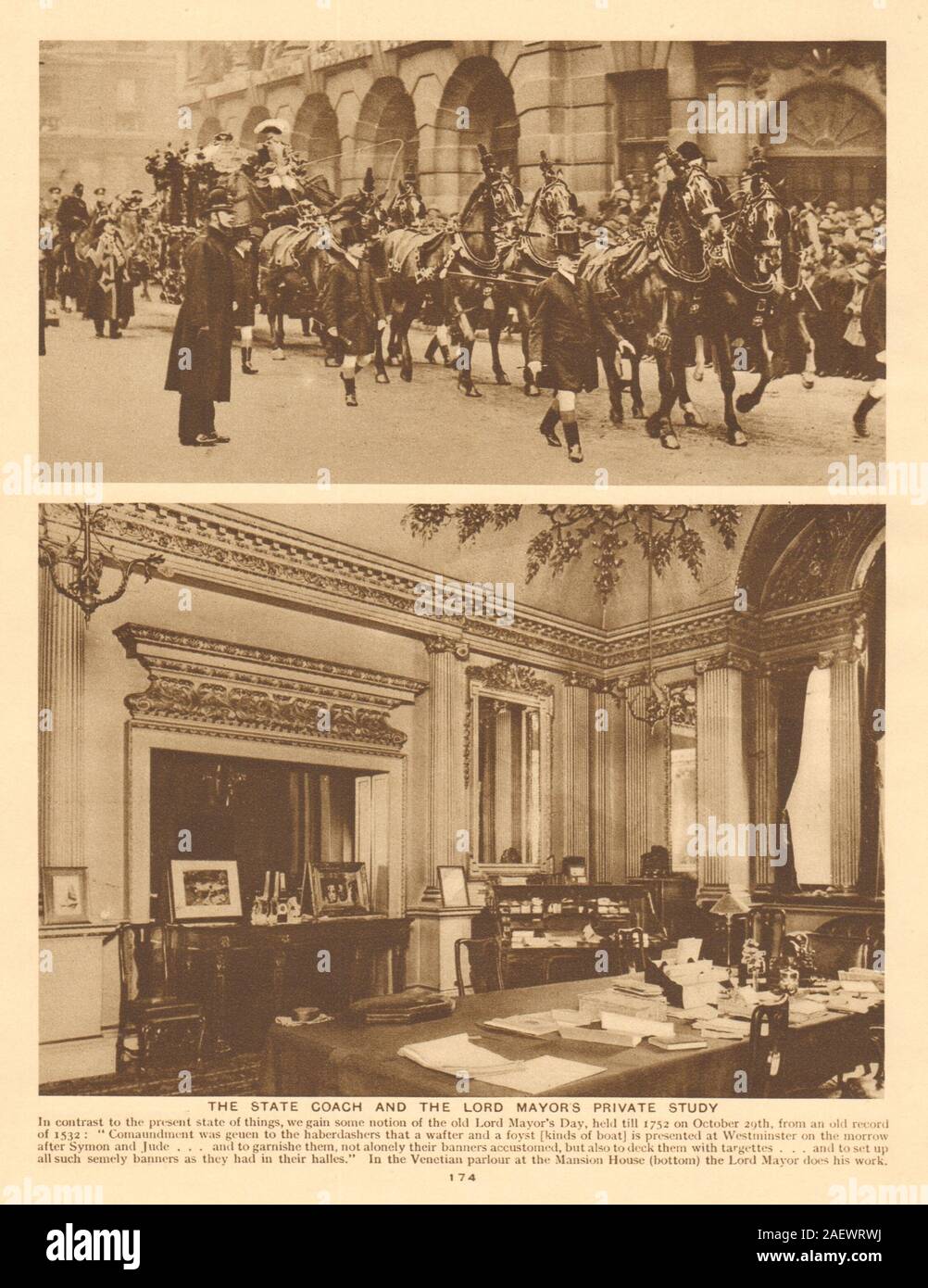 Lo stato allenatore e il signore sindaco di studio privato, Mansion House Stampa 1926 Foto Stock