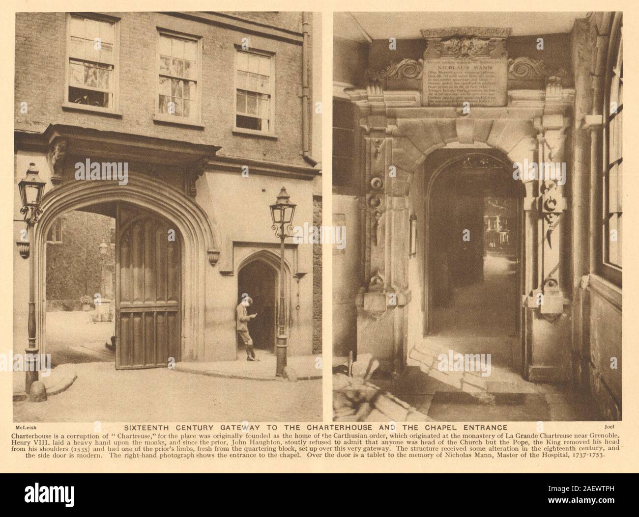 Xvi secolo gateway per la Certosa di San Giacomo e la cappella ingresso stampa 1926 Foto Stock