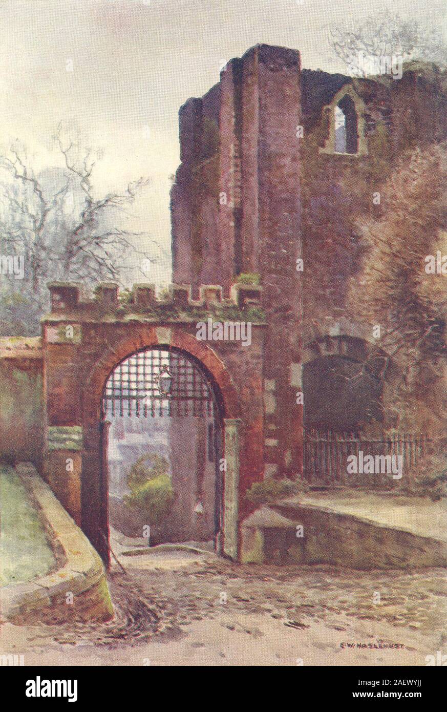 Rougemont Castle, Exeter. Devon. Da Ernest Haslehust 1920 old vintage print Foto Stock