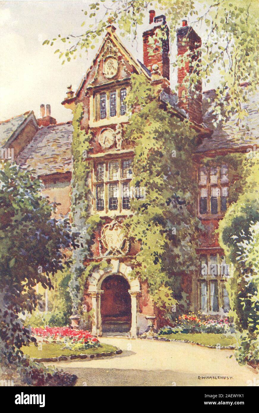 L'Abate's Lodge, Exeter. Devon. Da Ernest Haslehust 1920 old vintage print Foto Stock