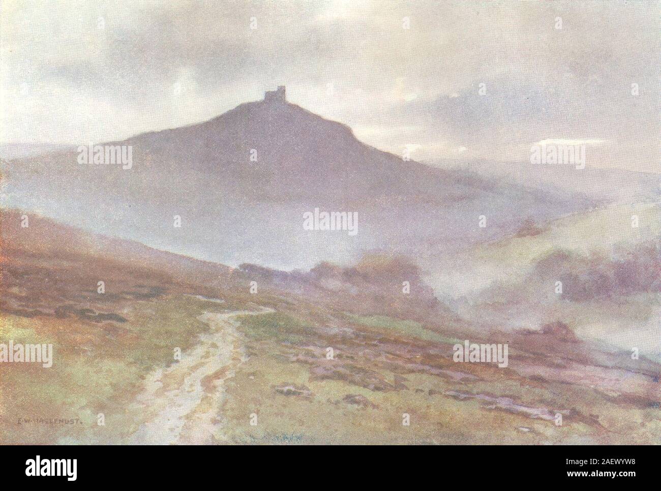 Brent Tor, Dartmoor. Devon. Da Ernest Haslehust 1920 old vintage delle immagini di stampa Foto Stock