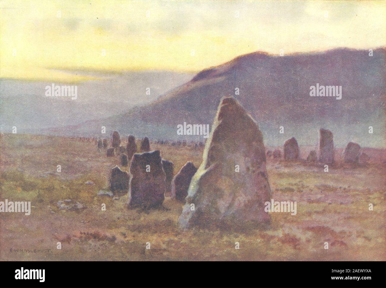 Stone Avenue, nelle vicinanze Merrivale, Dartmoor. Devon. Da Ernest Haslehust 1920 stampare Foto Stock