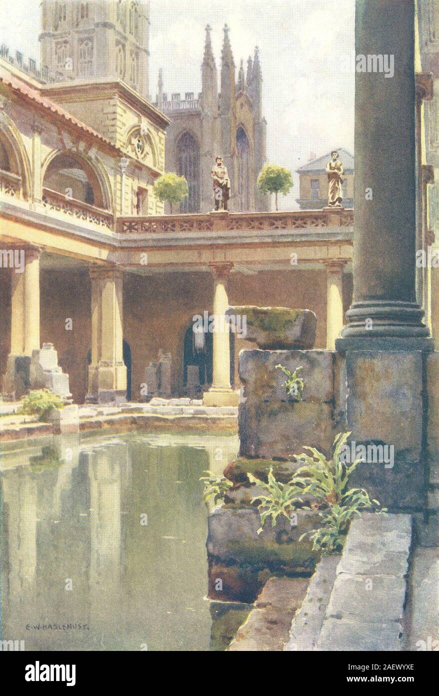 Il bagno romano. Somerset. Da Ernest Haslehust 1920 old vintage delle immagini di stampa Foto Stock