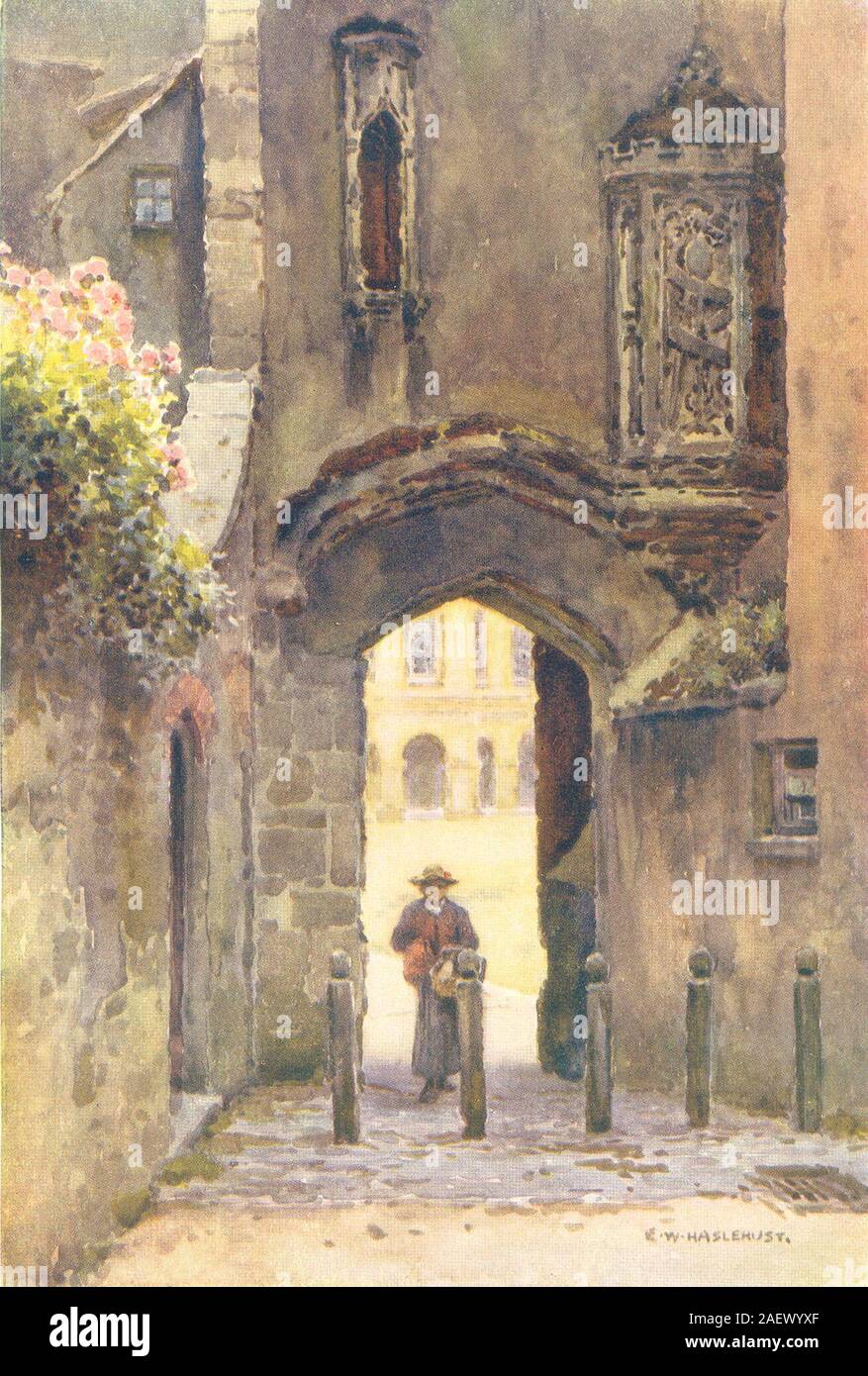Senza un soldo gate, pozzetti. Somerset. Da Ernest Haslehust 1920 old vintage print Foto Stock