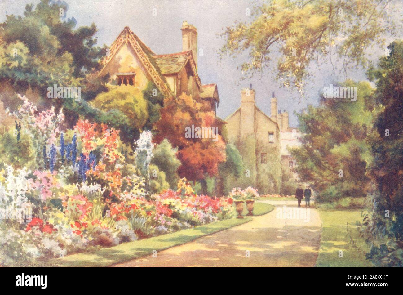 Il Cottage, Worcester College gardens. Oxford. Da Ernest Haslehust 1920 Foto Stock