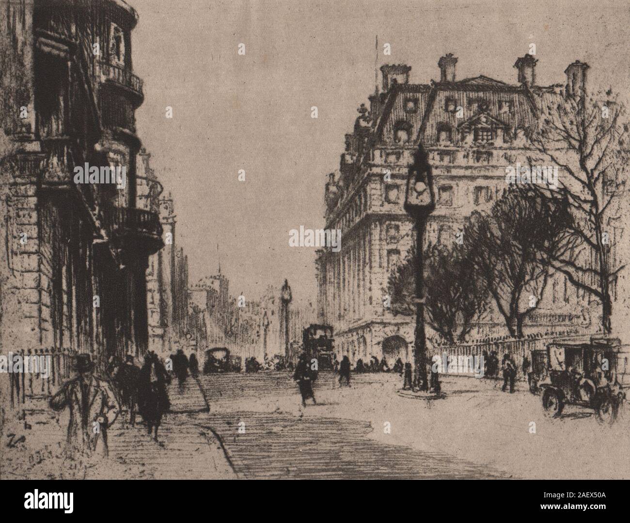 La scomparsa di Londra. 'Piccadilly', da Percy Robertson 1927 old vintage print Foto Stock