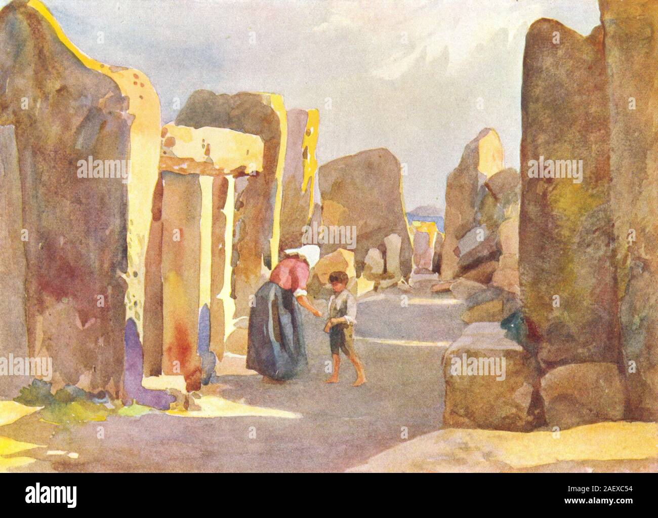 MALTA. Hagiar Kim(tempio del neolitico) (Dingli) 1927 annata vecchia immagine di stampa Foto Stock