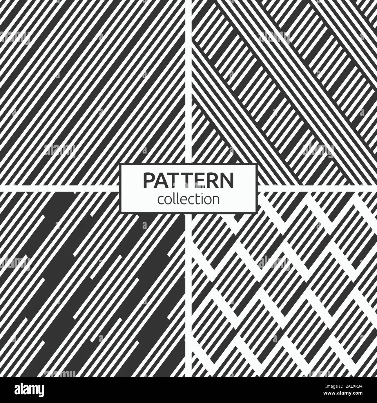 Set di quattro strisce di seamless pattern. Striped rombi. Vettore gli sfondi monocromi. Moderno ed elegante texture. Ripetizione piastrelle geometriche. Illustrazione Vettoriale