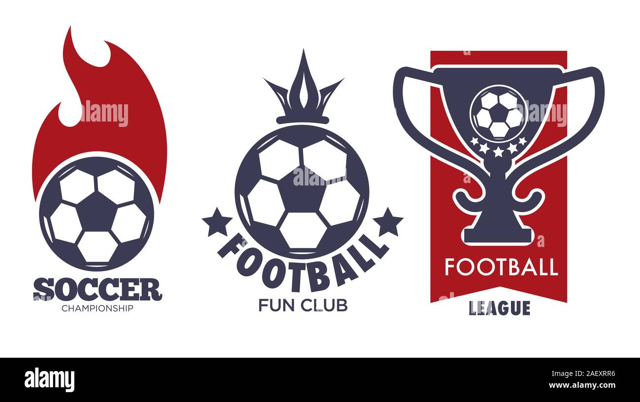 Il logo di calcio insieme con lo sport la sfera e la Football League Trophy Illustrazione Vettoriale