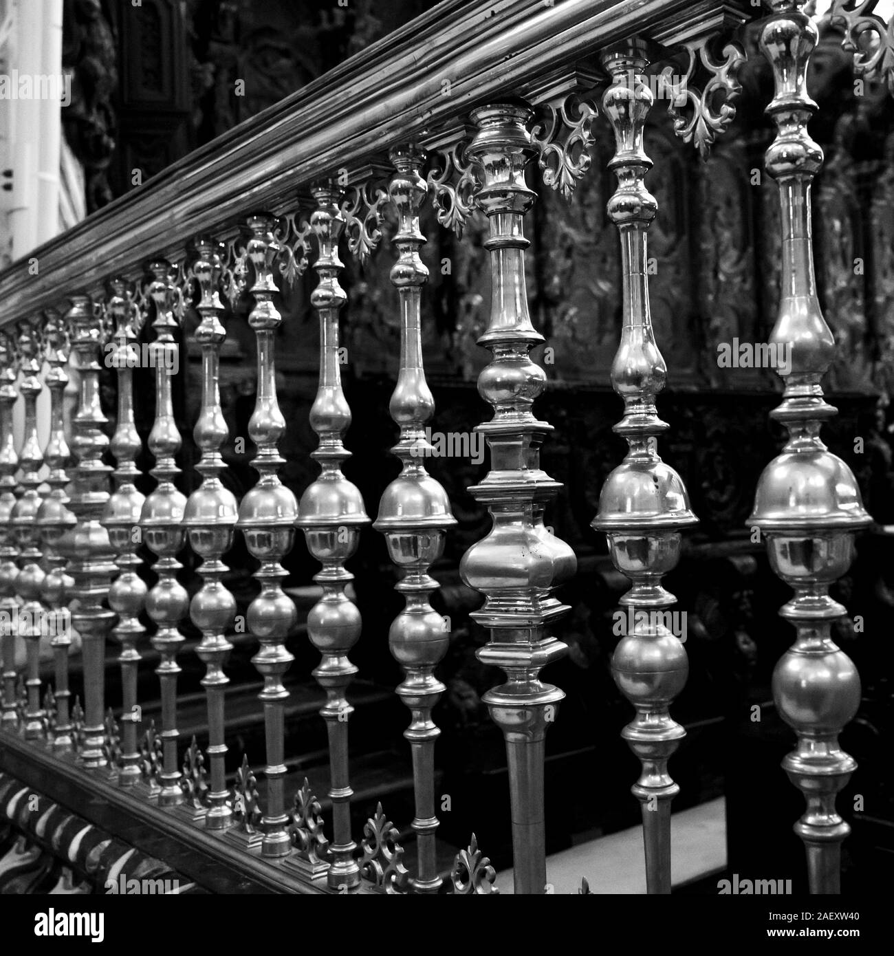 Close-up di ringhiera della Grande Moschea di Cordova, Cordoba, in provincia di Cordoba, Andalusia, Spagna Foto Stock