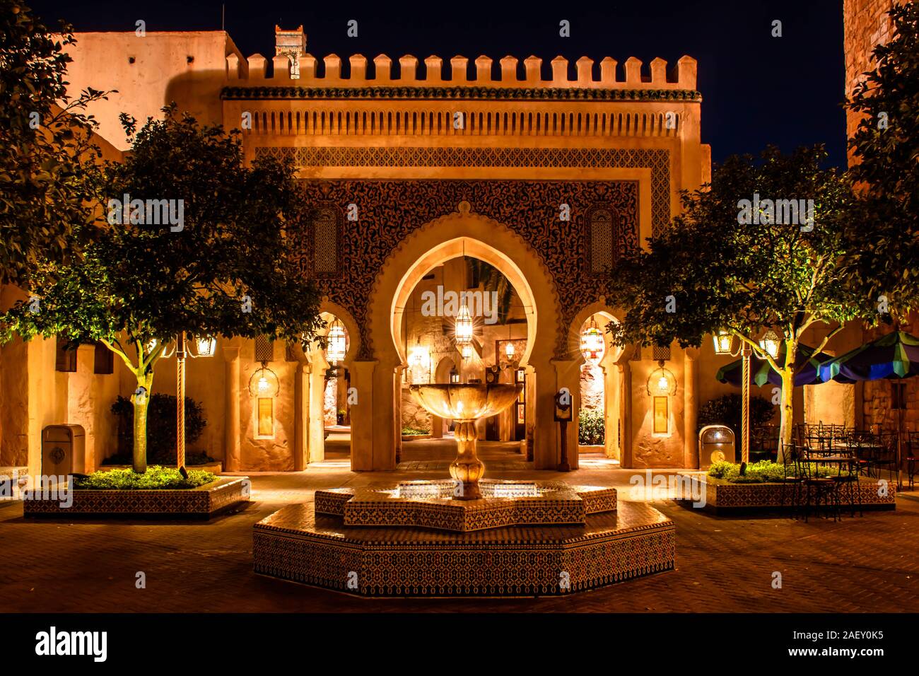 Orlando, Florida. Novembre 29, 2019. Bella Fontana in Marocco pavillion a Epcot Foto Stock