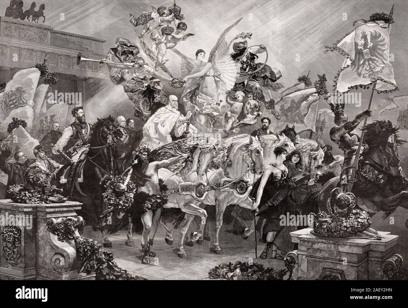 Allegoria, rifondazione del Reich tedesco il 18 gennaio 1871 Foto Stock