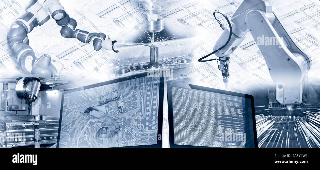 L'industria 4.0 con computer-aided produzione e un elevato grado di automazione Foto Stock