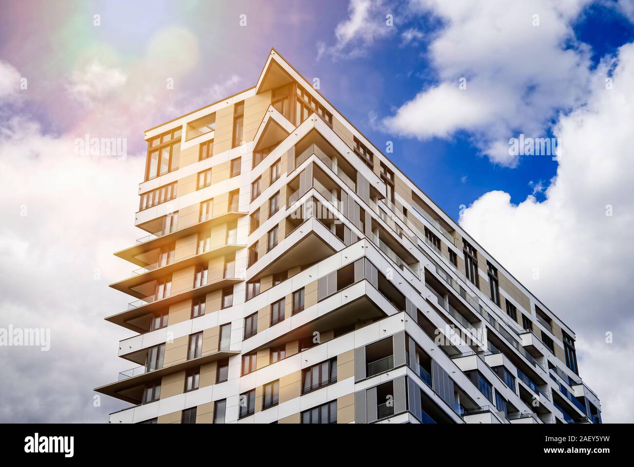 Dettaglio di un grattacielo in Europaviertel di Frankfurt am Main Foto Stock