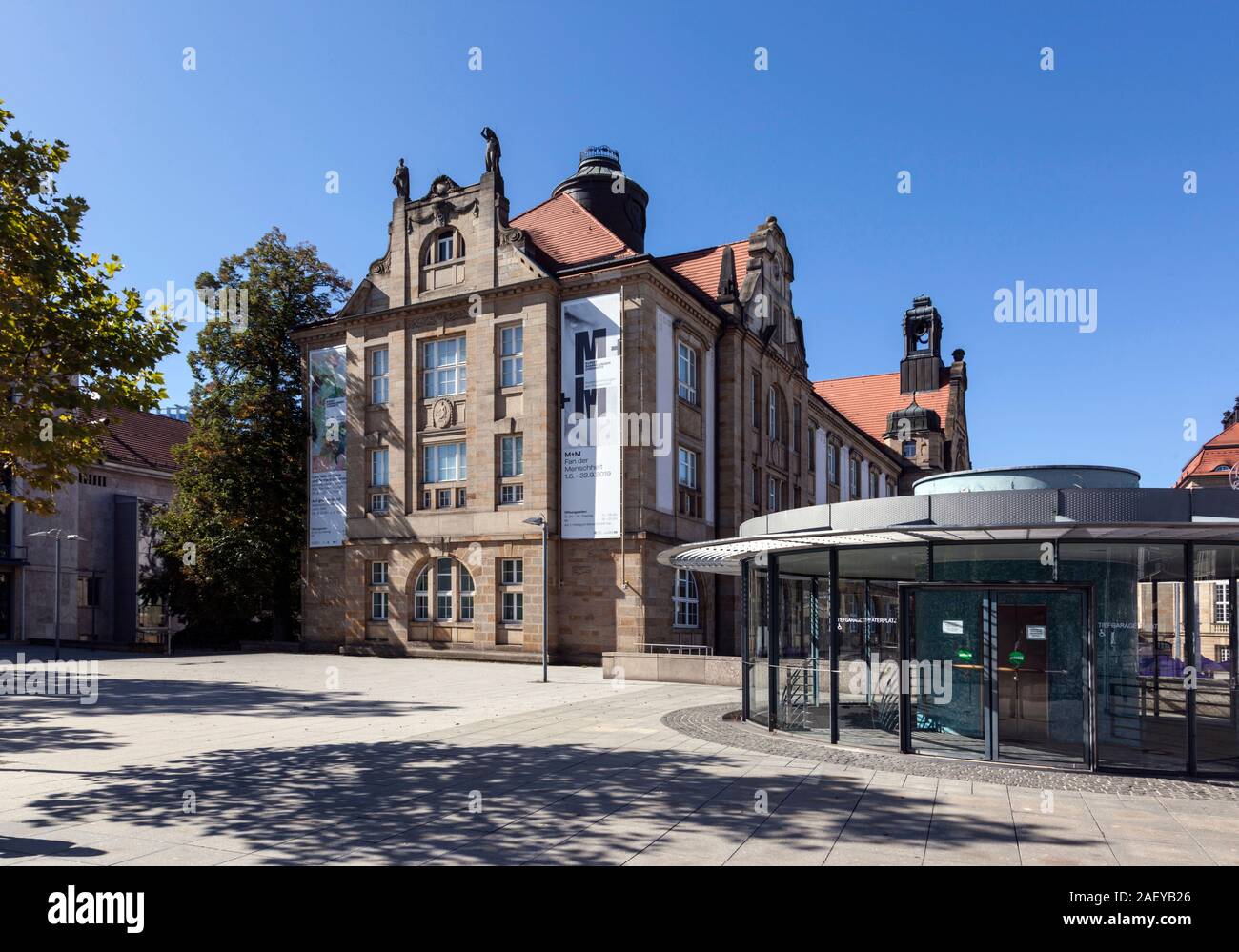 Chemnitz collezioni d'Arte su Theaterplatz Foto Stock