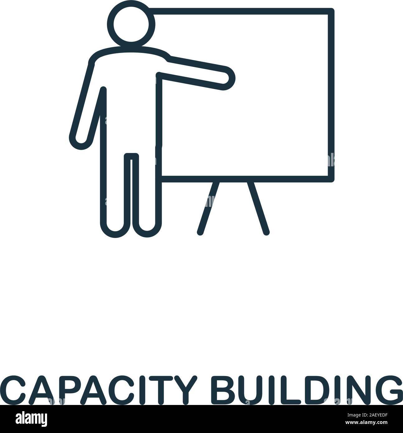 Icona Capacity Building. Elemento stile linea dalla raccolta di strategie aziendali. Icona di creazione di capacità sottile per il web design, il software e le infografiche Illustrazione Vettoriale