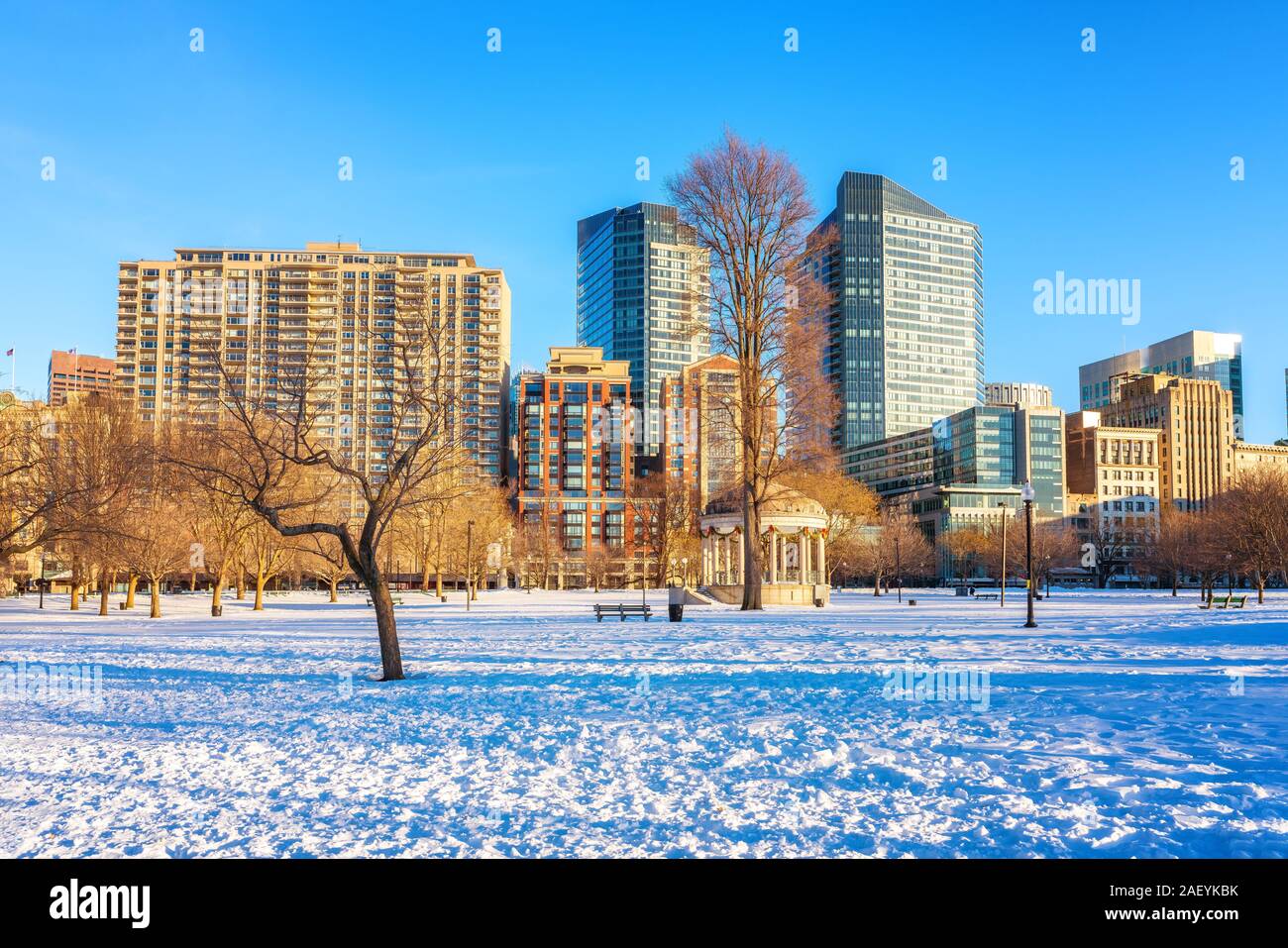 Boston Common in inverno Foto Stock