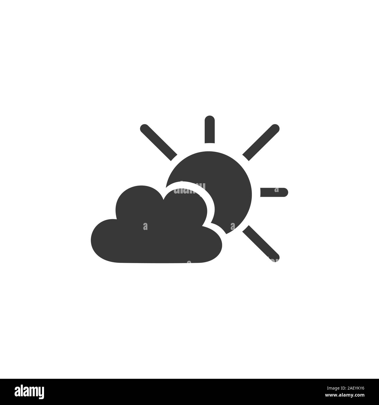 Sole e nuvole. Icona isolato. Meteo piana illustrazione vettoriale Illustrazione Vettoriale