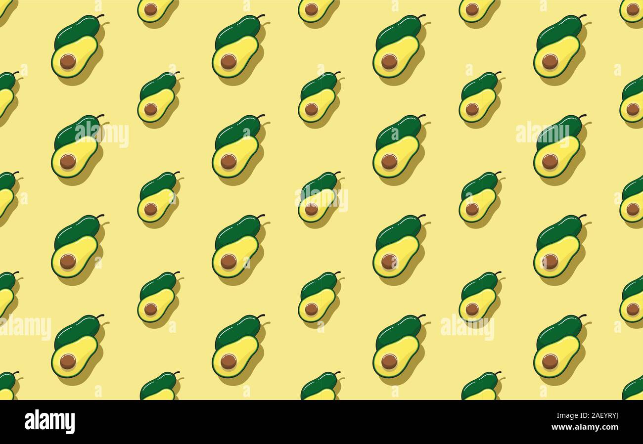 Avocado Texture Seamless sulla luce gialla Illustrazione Vettoriale