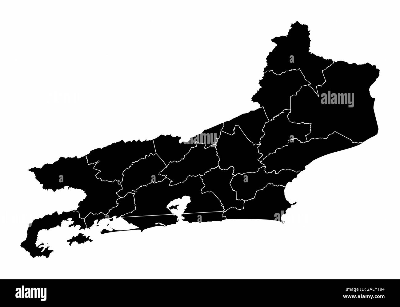 Stato di Rio de Janeiro mappa microregions Illustrazione Vettoriale