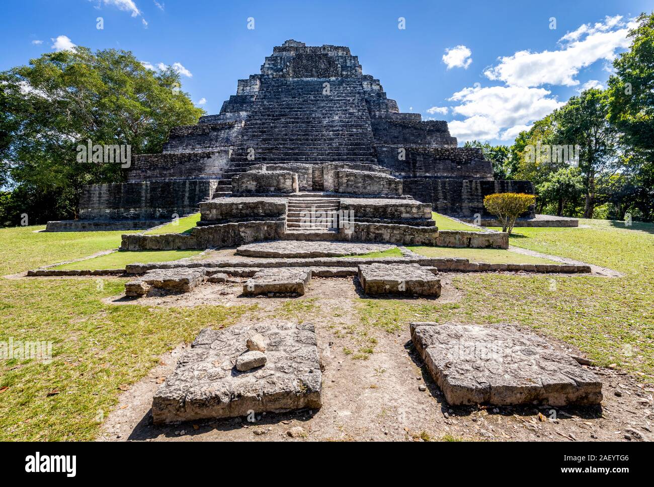 Le rovine maya di Chaacchoben in Quintana Roo, Messico. Foto Stock