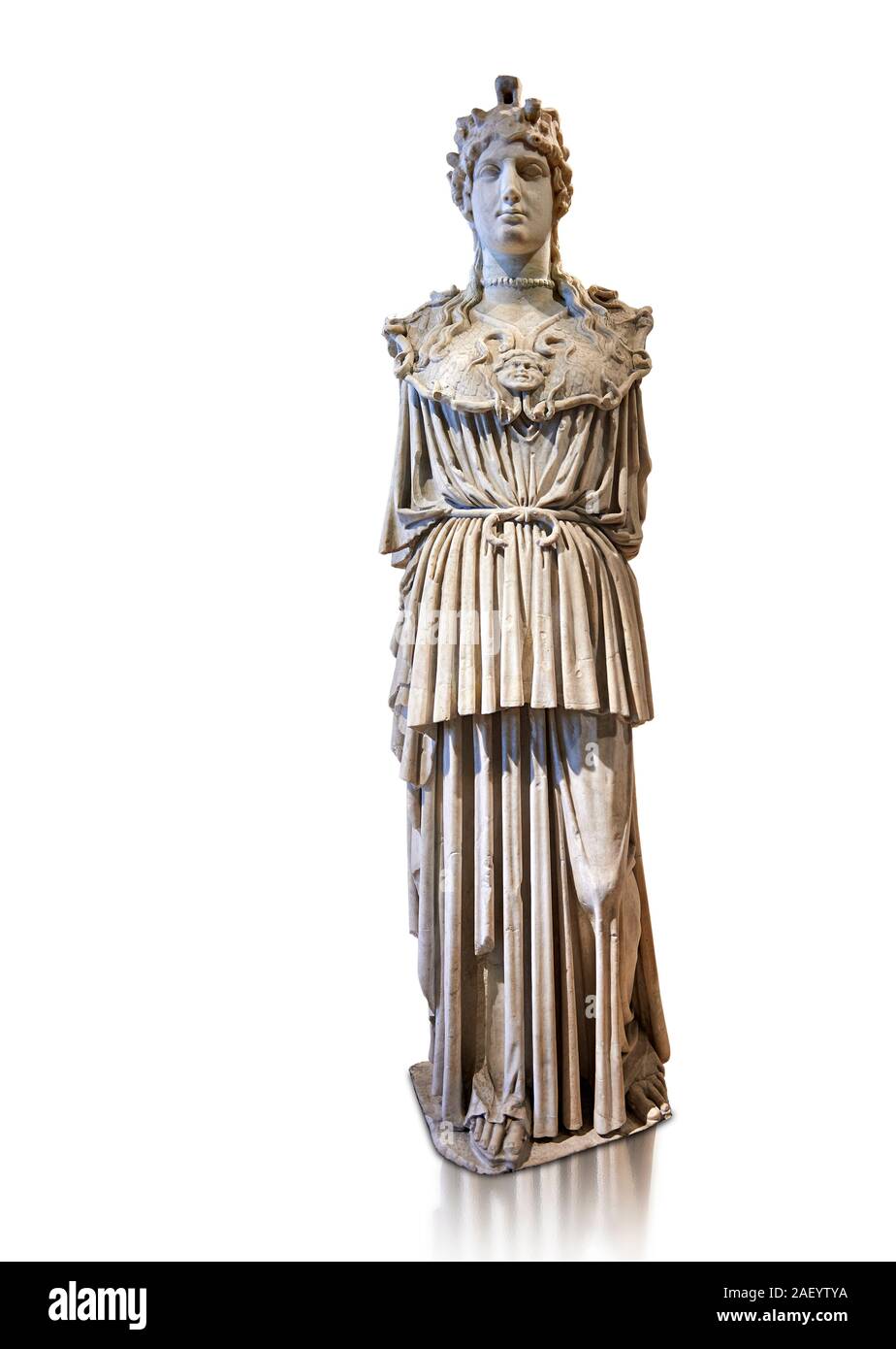 Una statua romana del Partenone Athena, copia romana della grande statua dal Partenone di Atene. Museo del Louvre di Parigi. Foto Stock
