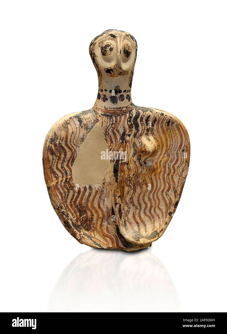 La parte superiore di una femmina micenea figurine con bracci stilizzate che indossa una collana, da Micene tomba 101, il Museo Archeologico di Atene. Cat n. 4690. Wh Foto Stock