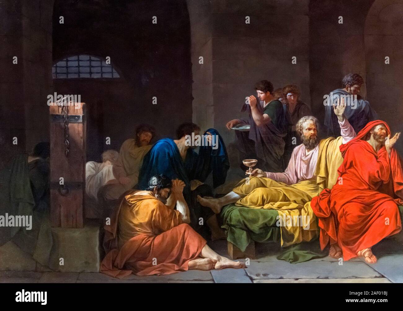 La morte di Socrate da Jean-François Pierre Peyron (1744-1814), olio su tela, 1788 Foto Stock