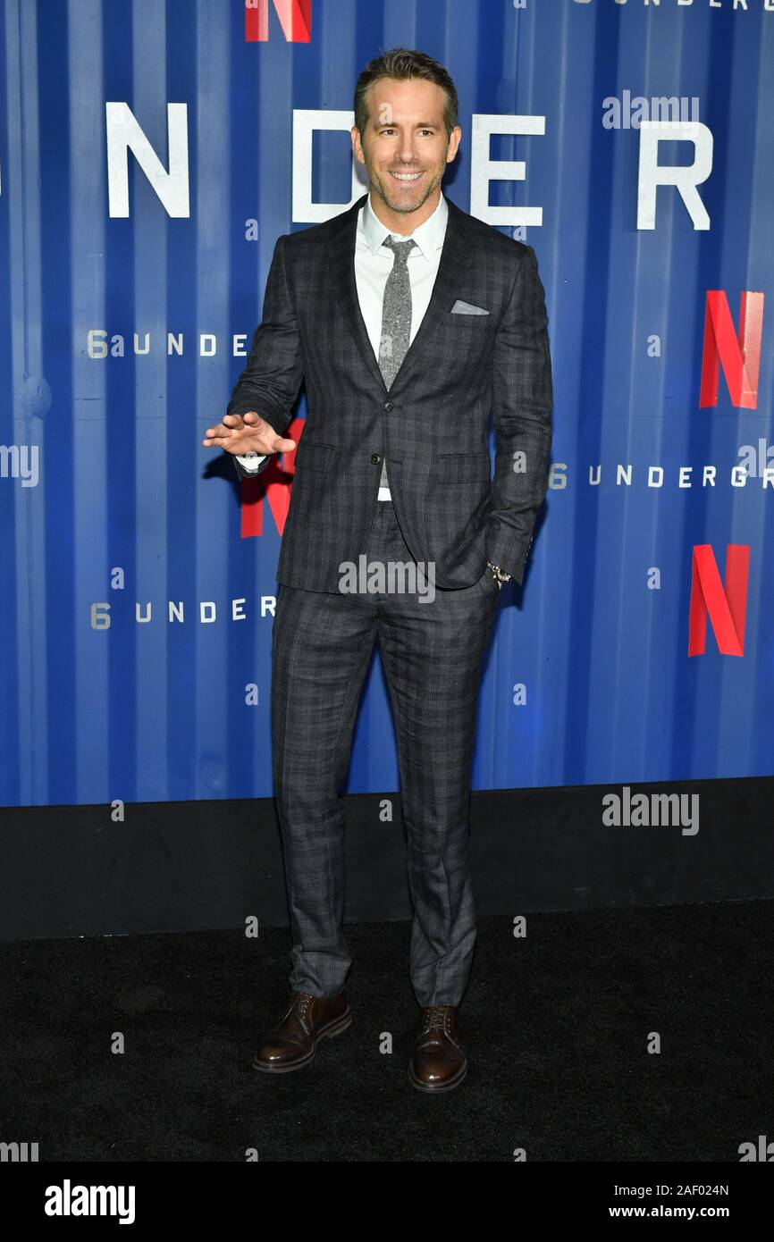 Ryan Reynolds assiste Netflix '6' della metropolitana di New York Premiere al capannone sul dicembre 10, 2019 in New York City. Foto Stock