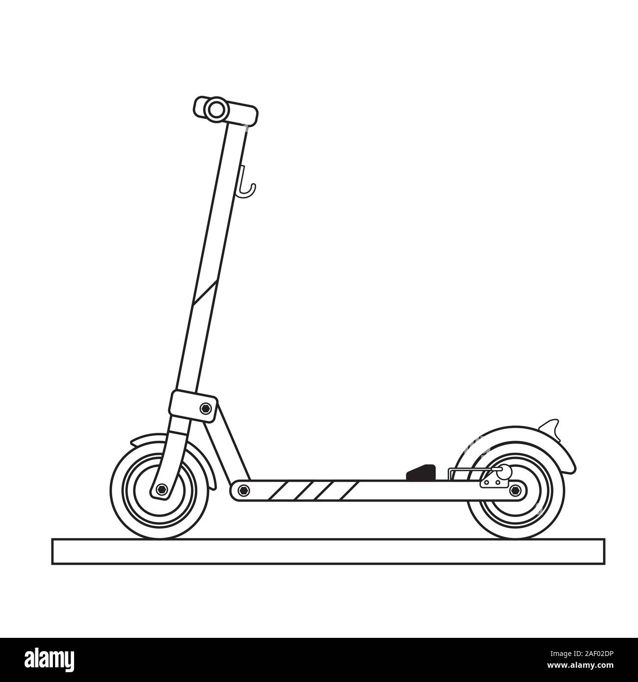 Elettrico moderno kick scooter disegnato nella linea di stile arte Illustrazione Vettoriale