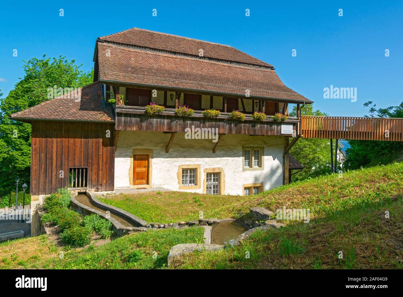 Svizzera Canton Friburgo, Morat in tedesco, Morat in francese, Morat Museum, il Musee de Morat, ex mulino Foto Stock