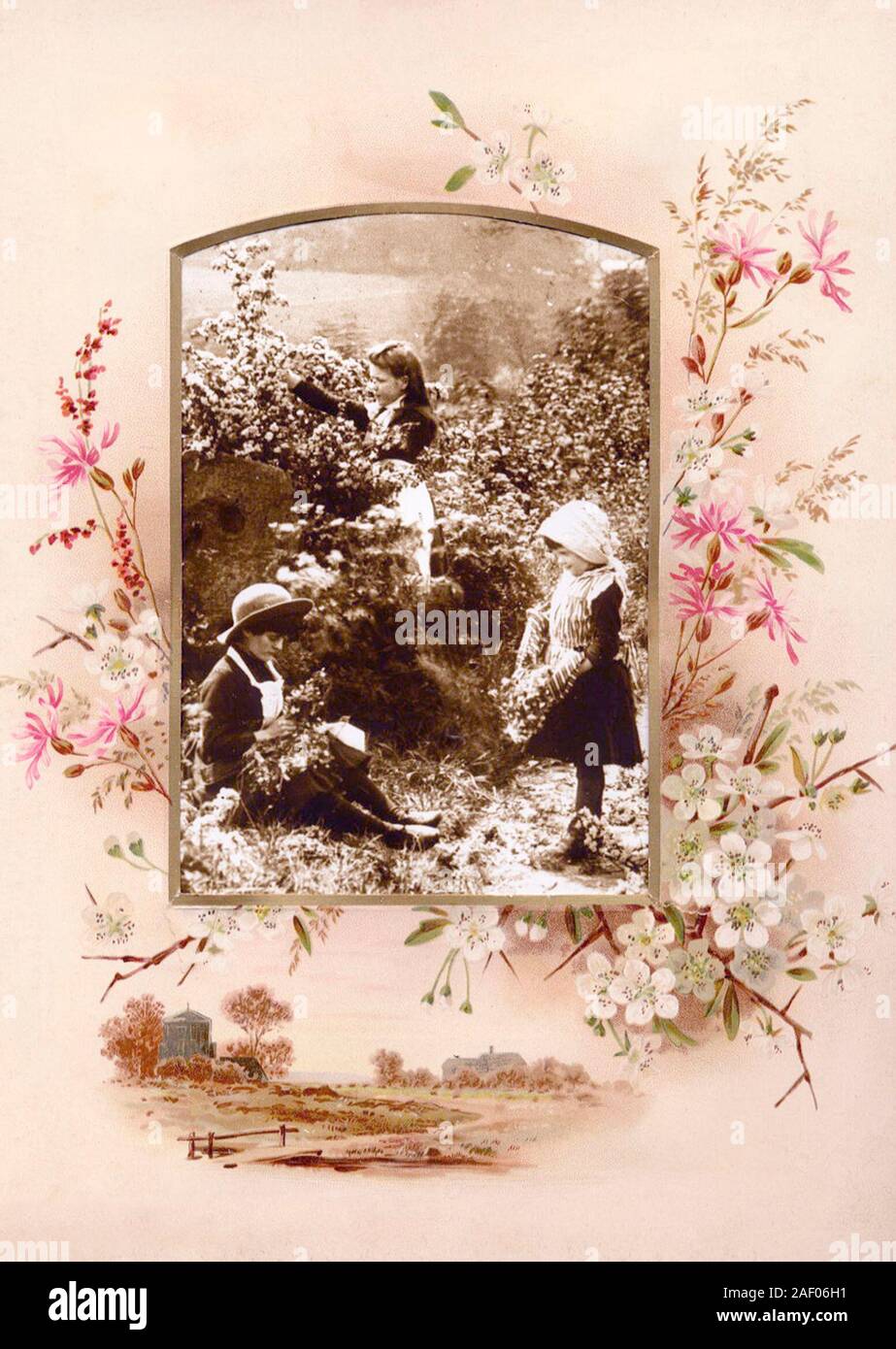 Vittoriano saluti floreali card design, formato A6, No. 21 Foto Stock