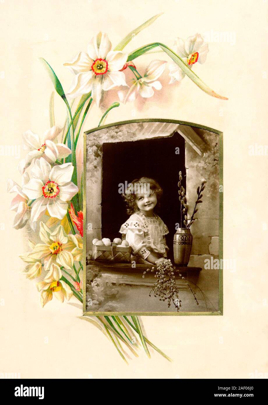 Vittoriano saluti floreali card design, formato A6, No. 6 Foto Stock