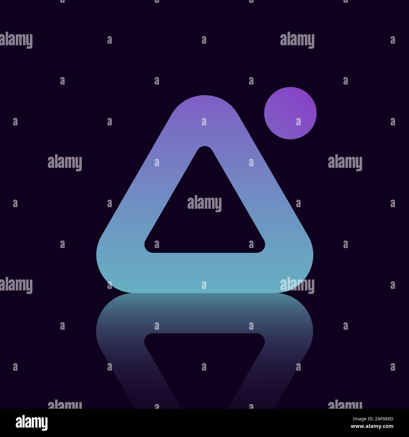 Lettere A e I, curva logo arrotondati, gradiente colorato vibranti colori lucidi su sfondo nero con la riflessione Illustrazione Vettoriale