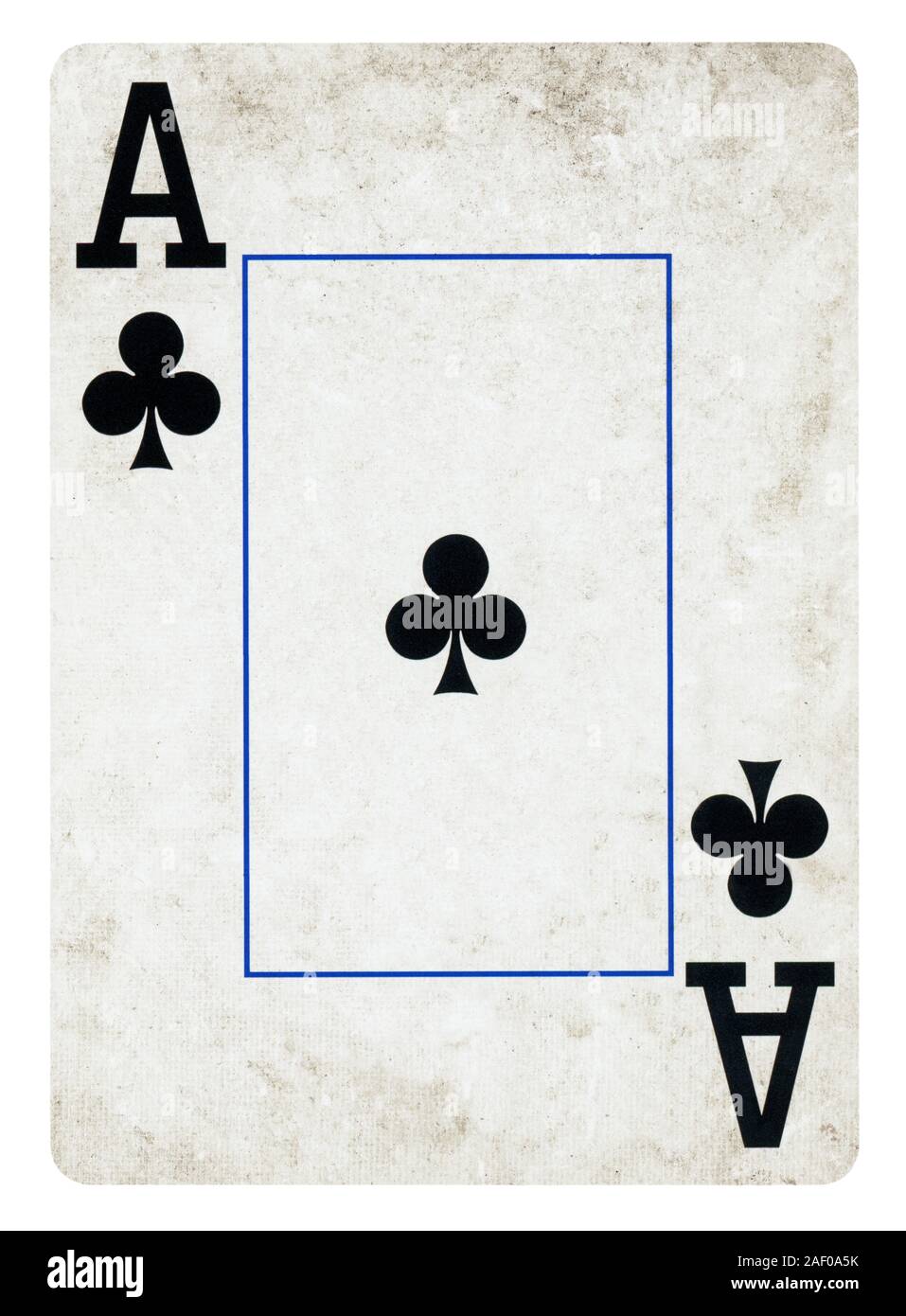 Ace di club Vintage carta da gioco isolato su bianco (percorso di clipping incluso) Foto Stock