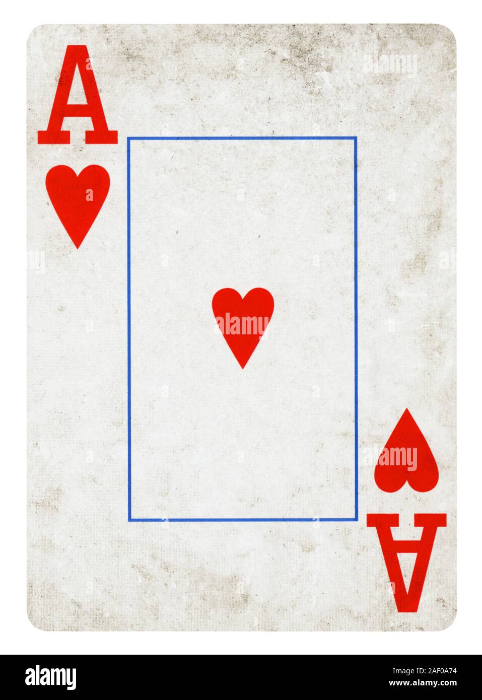 Asso di Cuori Vintage carta da gioco isolato su bianco (percorso di clipping incluso) Foto Stock