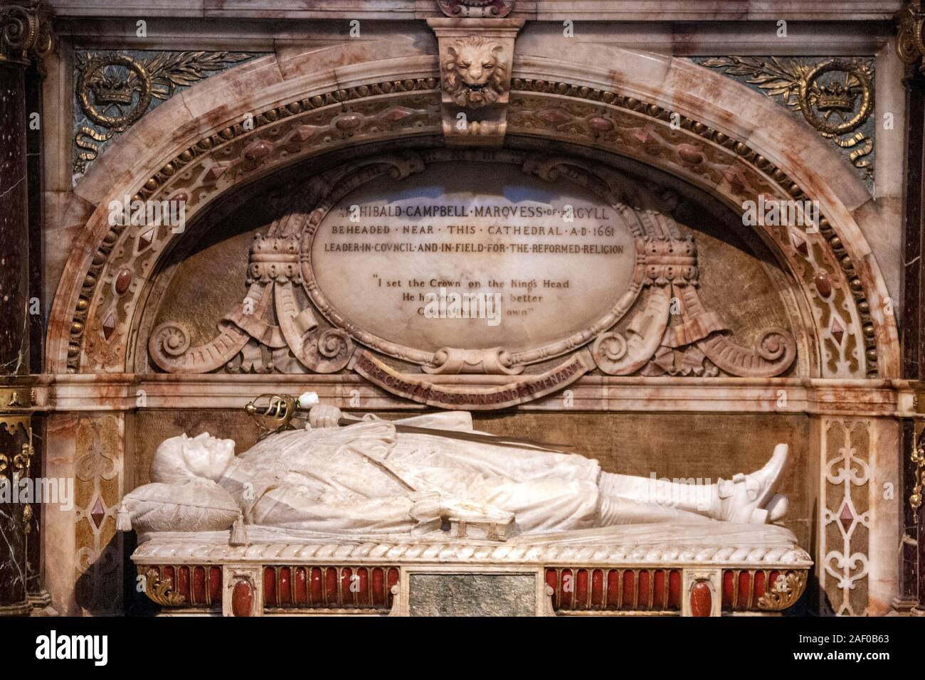 Memoriale di Archibald, marchese di Argyll, la Cattedrale di St Giles, Edimburgo, Scozia, Regno Unito Foto Stock