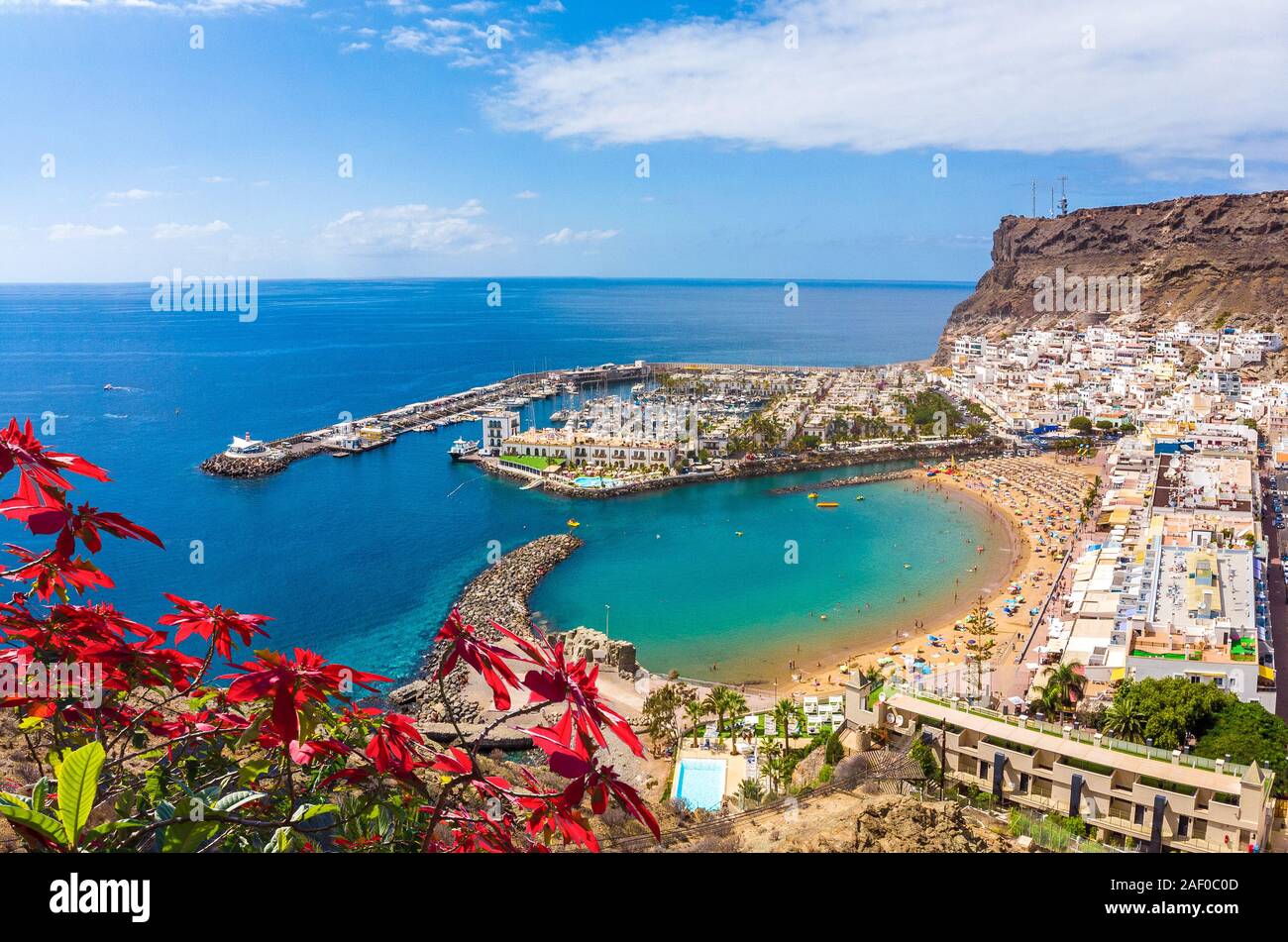 Paesaggio con Puerto de Mogan, Gran Canaria Island, Spagna Foto Stock