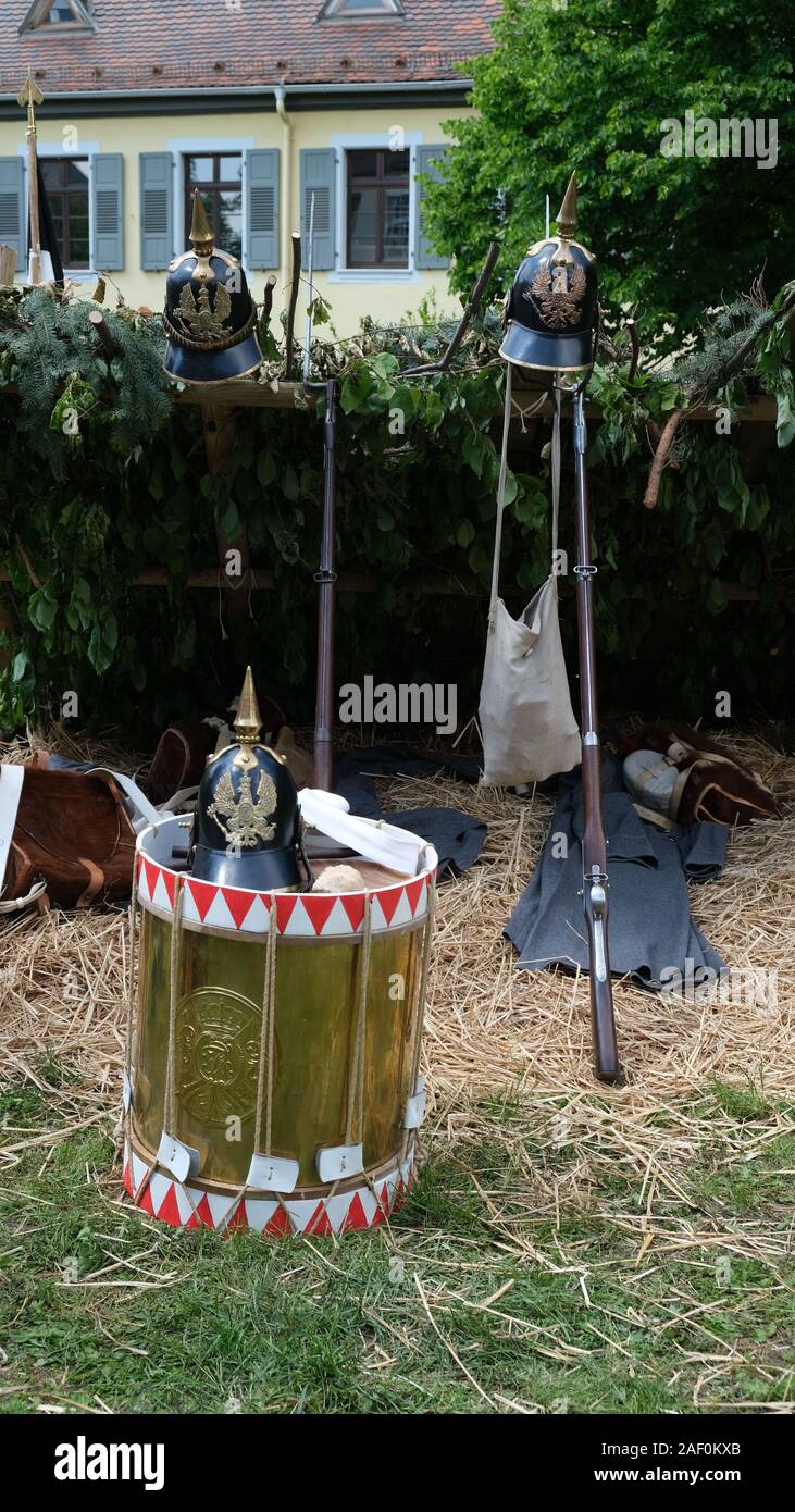 Il camp di soldati prussiani - Rievocazione Storica Foto Stock