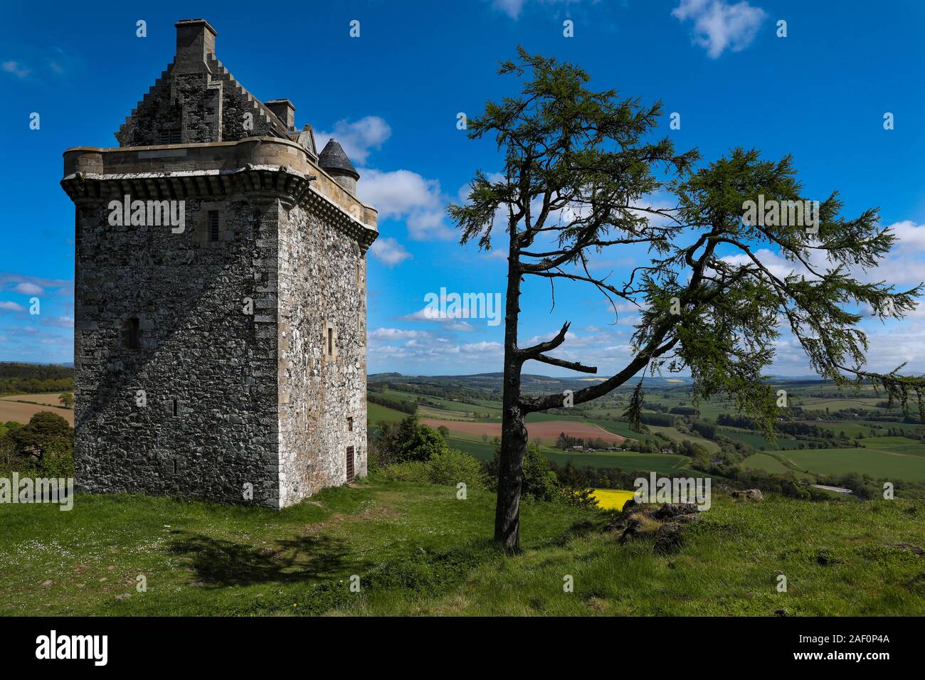 Il castello di Fatlips uno dei molti pelatura o pele towers per essere trovati nei confini scozzesi. Foto Stock