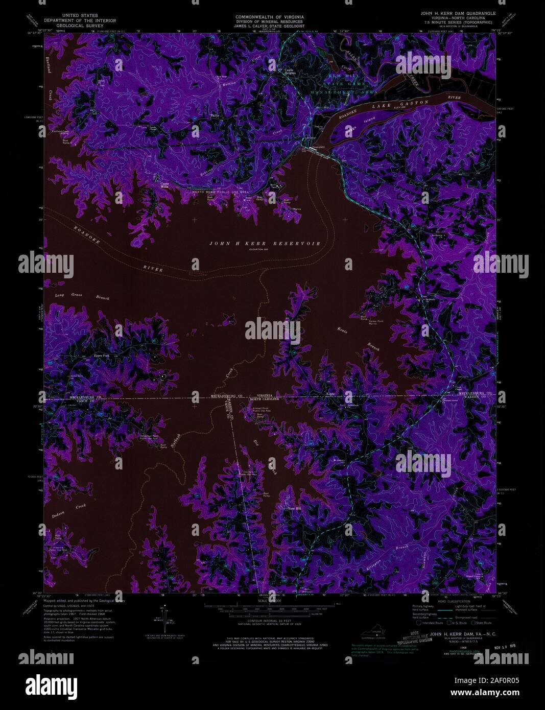 VA John H Kerr Dam 185521 1968 24000 invertiti Foto Stock