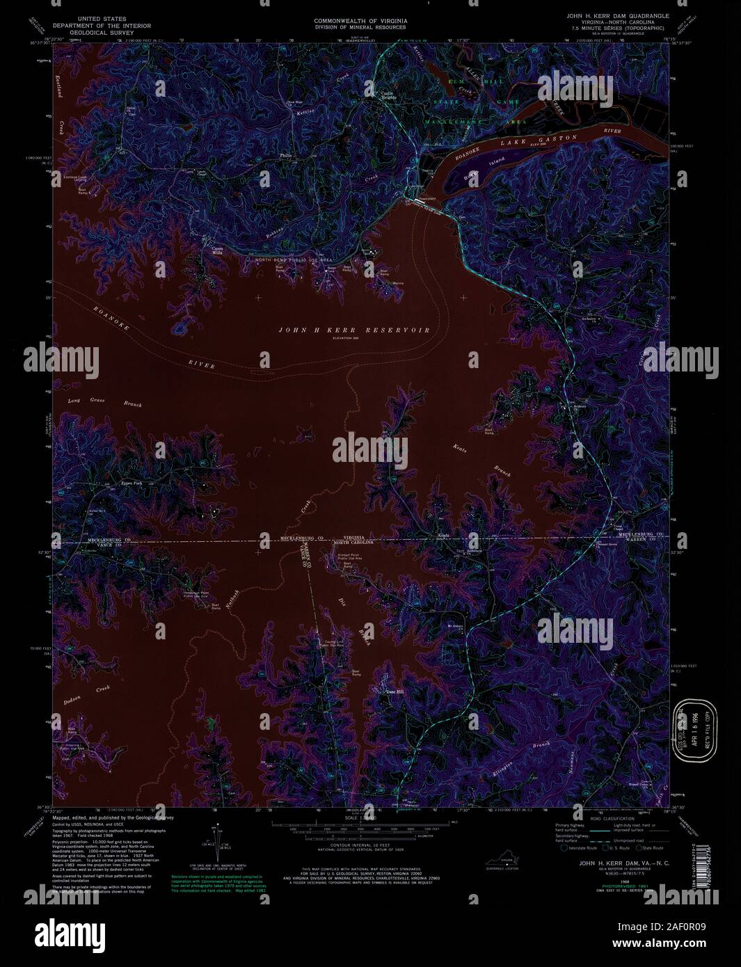VA John H Kerr Dam 185523 1968 24000 invertiti Foto Stock