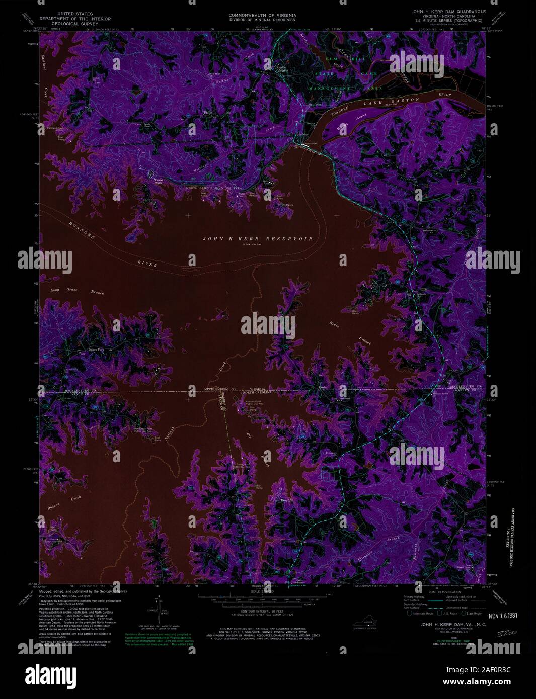 VA John H Kerr Dam 185524 1968 24000 invertiti Foto Stock
