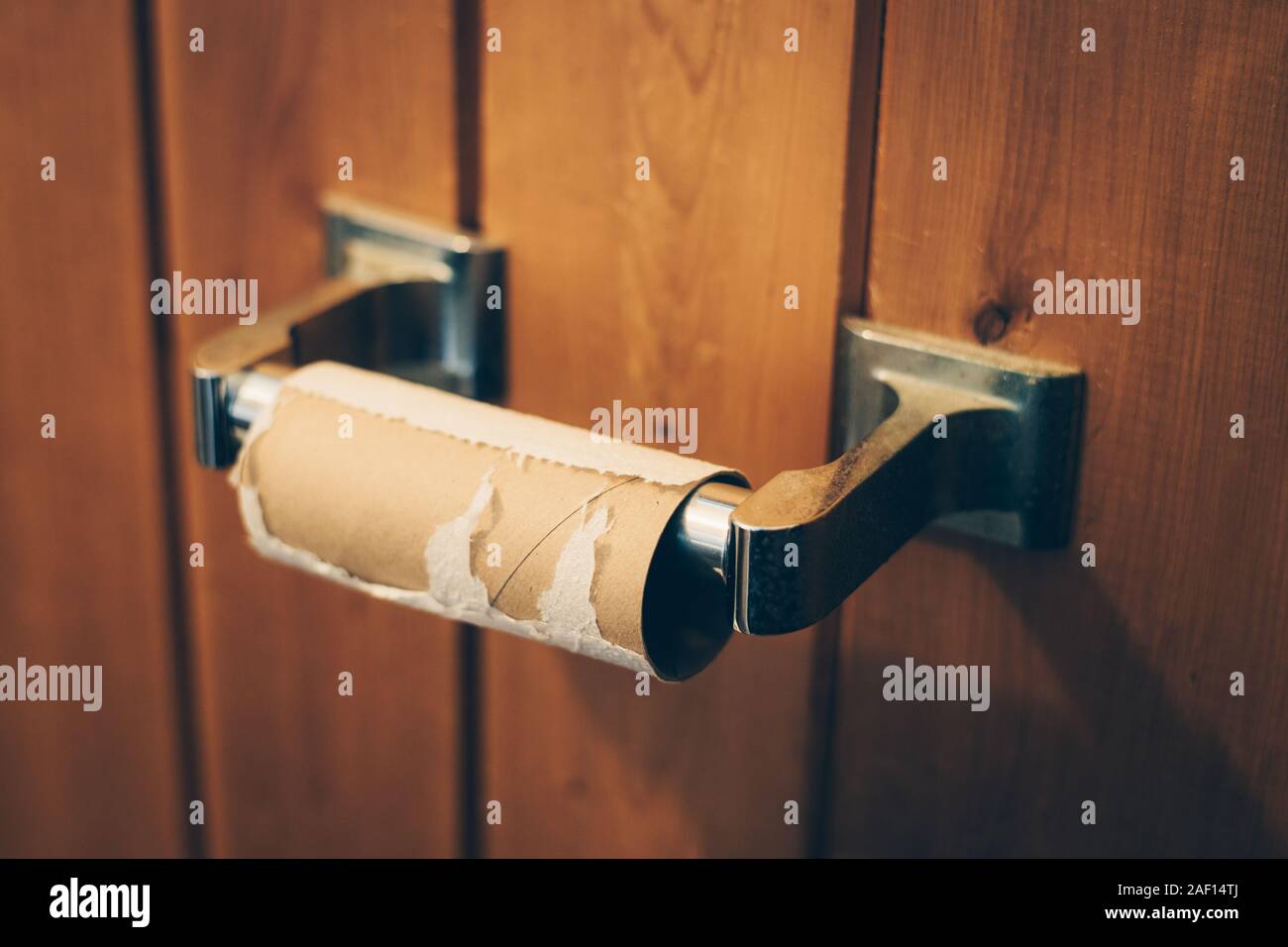 Svuotare la carta igienica Roll Closeup Foto Stock
