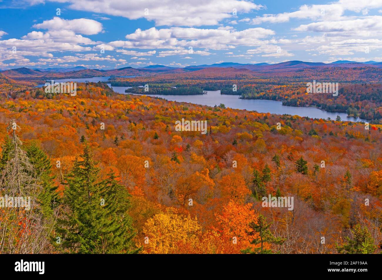 I colori dell'autunno in Adirondacks da Bald Mountain New Old Forge New York Foto Stock