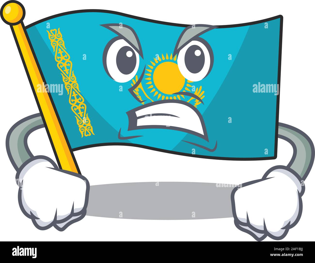 La mascotte di angry bandiera kazakistan cartoon stile carattere. Illustrazione Vettoriale Illustrazione Vettoriale