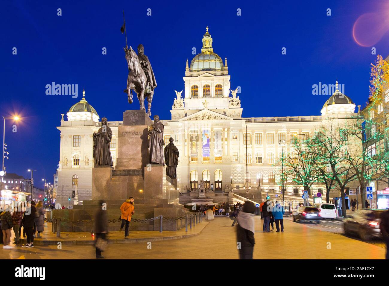 Národní muzeum, Vaclavske namesti, Staré Město, Praha, Ceska republika / Museo Nazionale, Piazza Venceslao e Città Vecchia, Praga, Repubblica Ceca Foto Stock