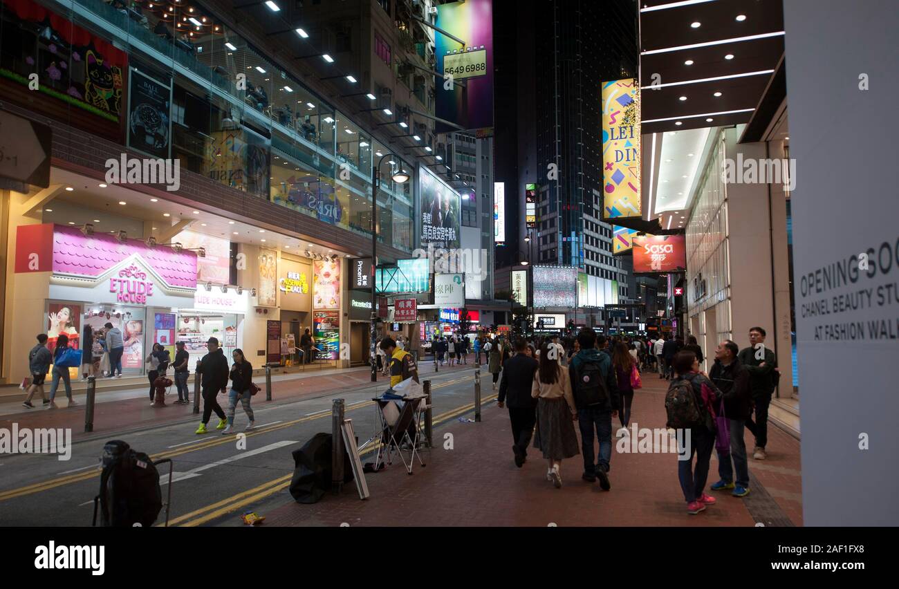 Vita notturna a Causeway Bay, Hong Kong, Cina, Sud-Est asiatico Foto Stock