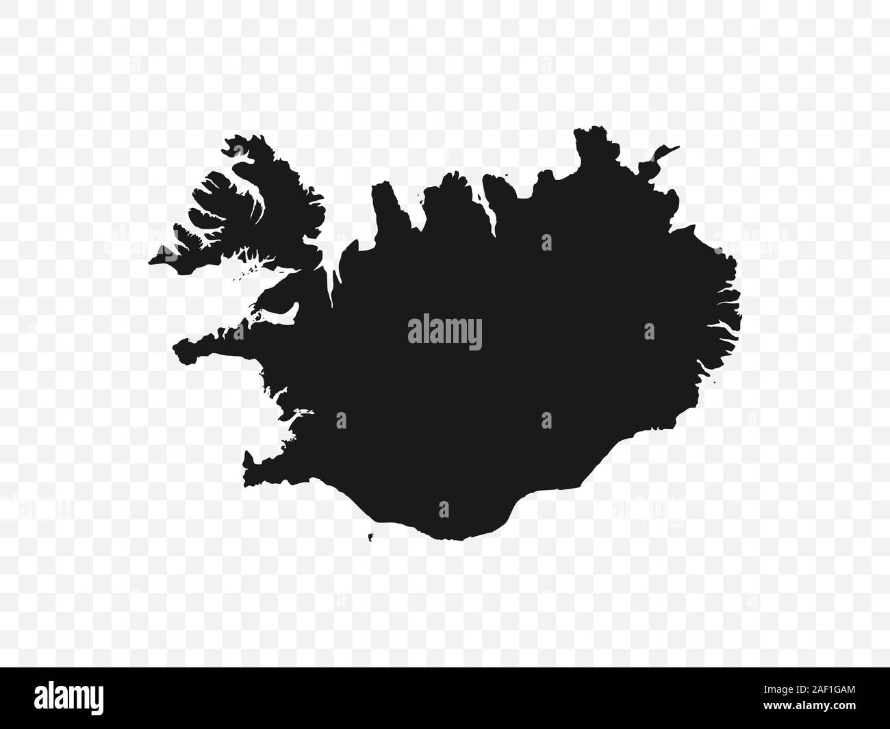 Mappa Islanda su sfondo trasparente. Illustrazione Vettoriale. Illustrazione Vettoriale