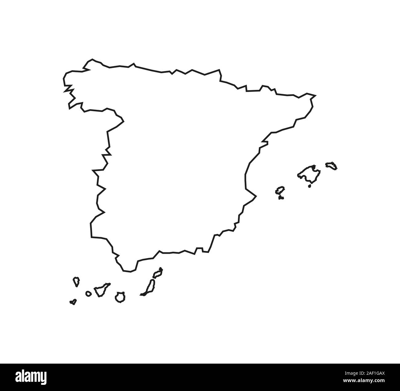 Spagna mappa su sfondo bianco e contorno. Illustrazione Vettoriale. Contorno. Illustrazione Vettoriale